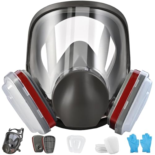 Full Face Dust Mask, Reusable Full-Face Mask, Full Face Cover Mask with for Paint, Against Dust - color: Grey