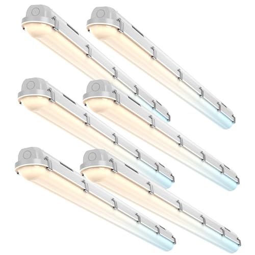 4FT Vapor Tight LED Fixture, 60W/50W/40W/30W 7800LM LED Vapor Proof Light Fixture 6000K/5000K/4000K/3500K/3000K,100-277V, ETL Listed, IP65 Waterproof Shop Lights for Garage, Warehouse, Workshop, 6Pack - size: 4FT-6PACK