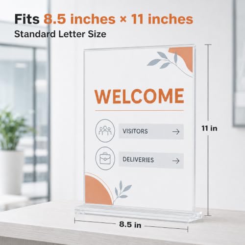 MaxGear Acrylic Sign Holder 8.5" x 11" Double Sided Display Stand, 12 Pack - size: 12 Pack 8.5X11