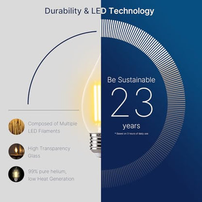 FLSNT LED 60 Watts Equivalent Chandelier Light Bulbs, CA11 Dimmable Filament Clear LED Candelabra Bulbs, E26 Medium Base, 2700K Soft White, 6 Pack - color: 60w Soft White, size: 6 Count (Pack of 1)