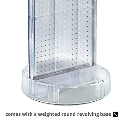 Azar Displays 700780-CLR, TWO-SIDED PEGBOARD FLOOR DISPLAY W/C-CHANNEL SIDES ON REVOLVING ROUND STUDIO BASE. PANEL SIZE: 16"W X 60"H, Clear - color: Clear