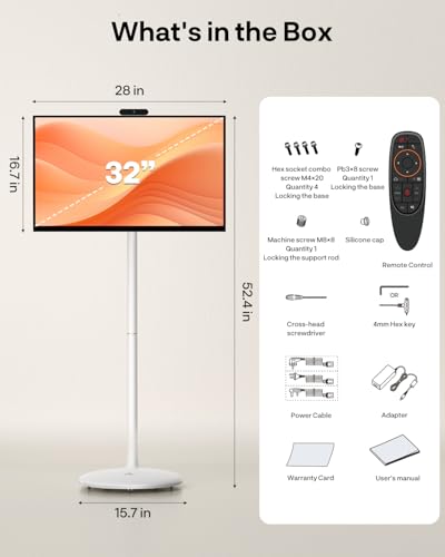 SYLVOX 32" Smart Rolling Display with Stand, Built-in 4-5H Battery - size: 32''