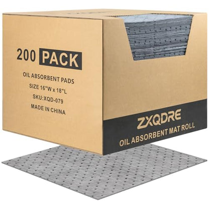 Oil Absorbent Pads, 5.5 oz Oil Absorbent Mat 16" x 18" 200 Pack - size: 16" W x 18" L, 5.5 oz
