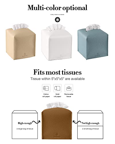 Tissue Box Cover, Jeethemy Square PU Leather Tissue Box Holder, Modern Tissue Case Facial Paper Organizer Dispenser，5X5X5'',Single Bronze - color: Single Bronze