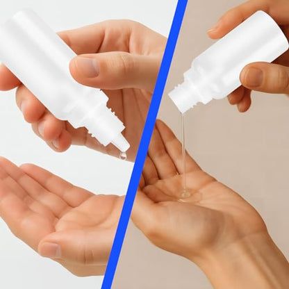 5 PCS (4 Bottles + 1 Funnel) 15ml (0.5oz) Small Empty Plastic Dropper Bottles, White Eye Liquid Dropper Bottles, Squeezable & Portable Travel Containers for Eye Drops, Refillable with Cap and Plug