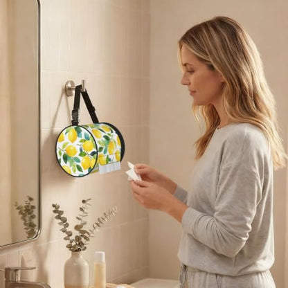 Lovely Lemon Cylinder Tissue Holder,Toilet Hanging Tissu Bag for Bathroom Home Travel - color: Lovely Lemon