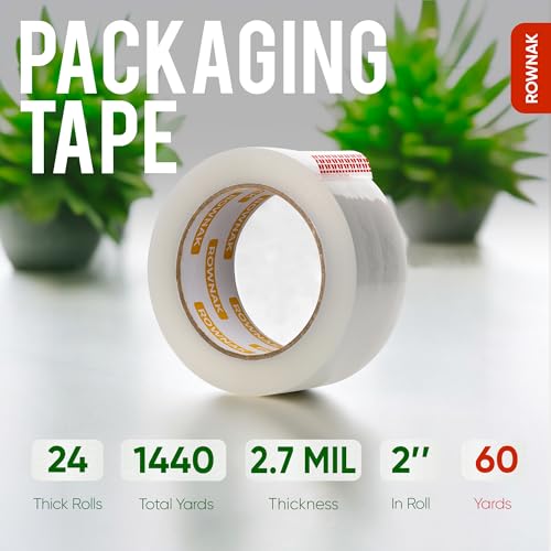 Clear Packing Tape 24 Rolls - Heavy Duty Packaging Tape 2.7mil Thick, 2.0 in. Wide x 60 Yards - Strong Adhesive, Silent, Reliable Package Tape for Home Office Shipping Moving Sealing - size: 24rolls/ 2.7mil/ 60yard