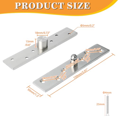 Alise Pivot Hinges for Door,6'' Rotating Door Hinge 360 Degree,Brushed,2P - color: Brushed, size: 6 Inch