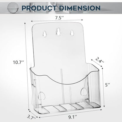 xydstay Acrylic Brochure Holder 8.5x11, Clear Display Stand, 2 Pack - size: 8.5×11