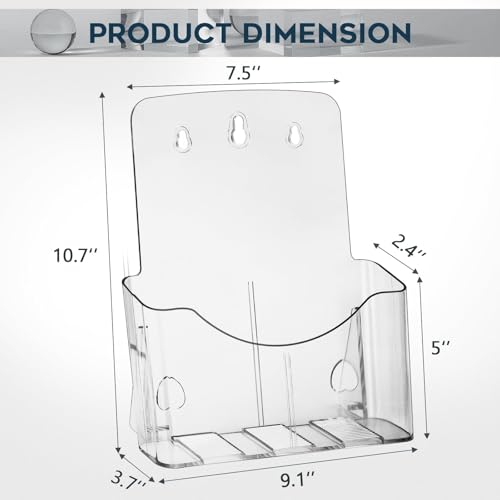 xydstay Acrylic Brochure Holder 8.5x11, Clear Display Stand, 2 Pack - size: 8.5×11