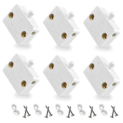6Sets Wardrobe Closet White Electrical Light Switches Normally Closed Lamp Switch,for Cabinet Lights Closet Doors Closet Lights Wardrobe Cabinet Pantry Closet Pantry Light On Off Switch - color: White