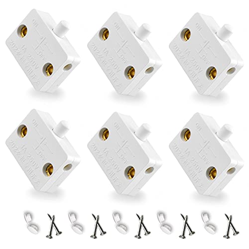 6Sets Wardrobe Closet White Electrical Light Switches Normally Closed Lamp Switch,for Cabinet Lights Closet Doors Closet Lights Wardrobe Cabinet Pantry Closet Pantry Light On Off Switch - color: White