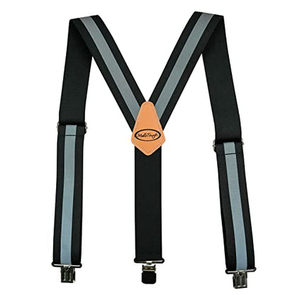 MELOTOUGH Reflective Safety Suspenders|Work Suspenders with Hi Viz Reflective Strip Hold Up Tool Belt Suspenders - color: Reflective Black, size: Y BACK