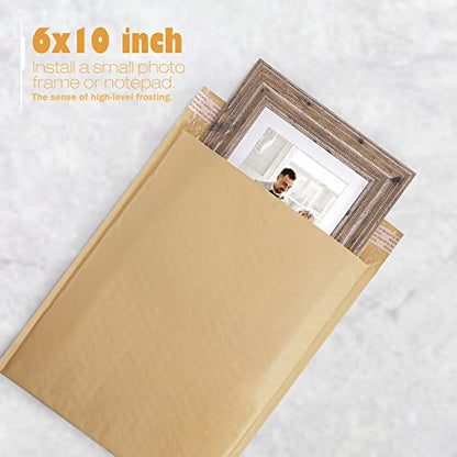 METRONIC Kraft Bubble Mailers 6x10" Padded Envelopes Brown 50 Pack Seal