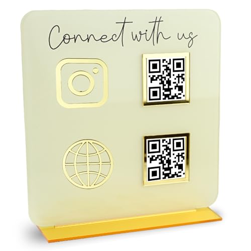 Skywin QR Code Sign for Business, Cash App QR Code Sign Stand - Beige - color: Beige