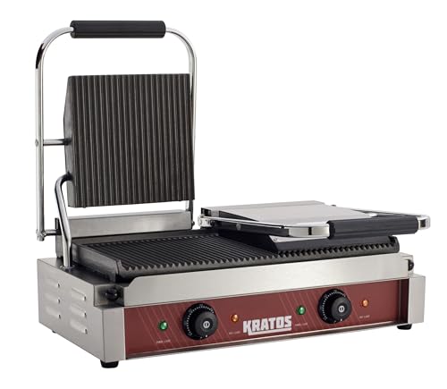 Kratos Commercial Electric Panini Sandwich Grill with Grooved Plates - size: Large w/ Grooved Plates