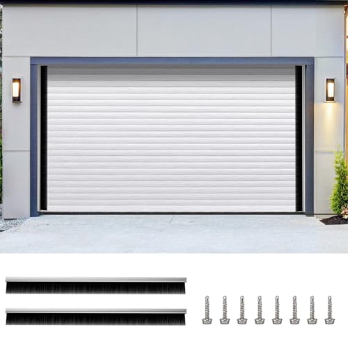 8ft Garage Door Brush Seal for Side, 3" Heavy Duty Nylon Strip with Aluminum Track, Stop Drafts, Dust, & Light, Universal Fit for Roll Up, Commercial, Corrugated, Sliding Barn & Hangar Doors - size: 3" Brush Seal for 8ft Side Door