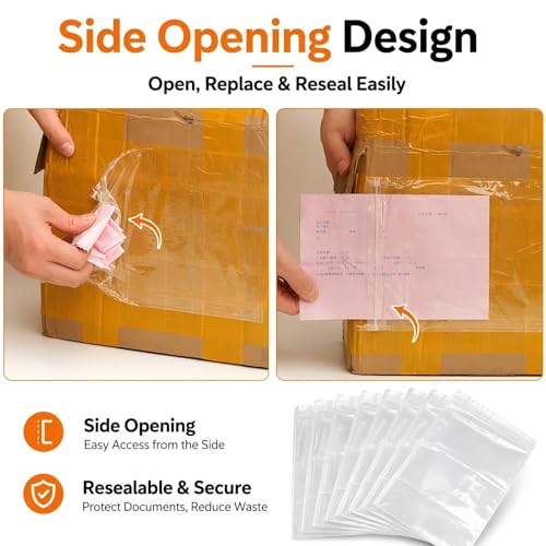 50 Pack Packing List Envelopes 6.7 x 9.9 Inch, Clear Adhesive Sleeves