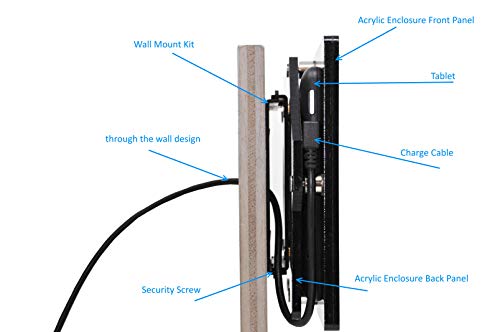 Security Anti-Theft Acrylic VESA Enclosure for Amazon Fire 7 2022 with Free Wall Mount Kit (Black, Fire 7 2022) - color: Black, size: Fire 7 2022