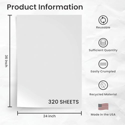 Bryco Goods 24" x 36" Newsprint Packing Paper Sheets for Moving | 320 Sheets | 20lb | Made in USA | Newspaper Paper | Must Have in Your Shipping Supplies - size: 320 Sheets (24" x 36")