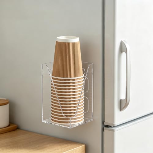 Cup Dispenser, Wall Mount Cup Holder for Water Cooler Fit Up to18oz Cups - color: Large