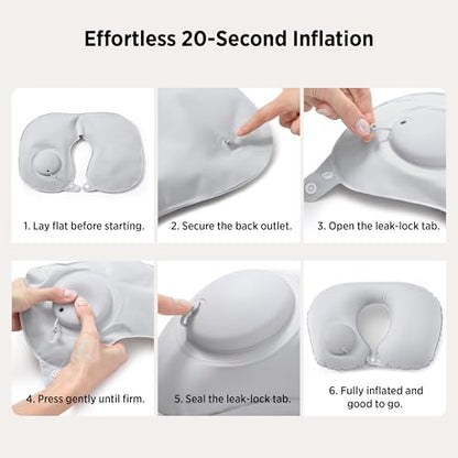 Bedsure Travel Blanket Set with Inflatable Neck Pillow and Eye Mask, Grey - color: Grey