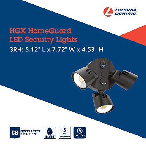 Lithonia Lighting HomeGuard 3-Light LED Outdoor Flood Lights, Dusk to Dawn - color: Dark Bronze, size: 3-Light, style: 1750-4100 Lumens