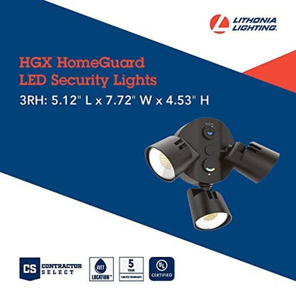 Lithonia Lighting HomeGuard 3-Light LED Outdoor Flood Lights, Dusk to Dawn - color: Dark Bronze, size: 3-Light, style: 1750-4100 Lumens