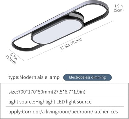 Tioolo Modern LED Ceiling Light, 27.5in Dimmable Linear Fixture with Remote - color: Black/40W