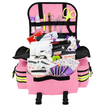 Lightning X Small Medic First Responder EMT Trauma Bag Stocked First Aid Trauma Fill Kit A (Pink) - color: Pink