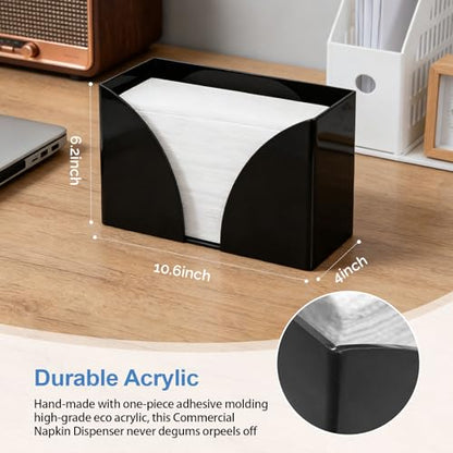 Black Paper Towel Dispenser Countertop,Napkin Dispenser,Acrylic Bathroom Guest Towel Holder for Table,Can Wall-Mount C-Fold,Z-Fold,Trifold Paper Hand Towel Dispenser for Bathroom Home and Commercial
