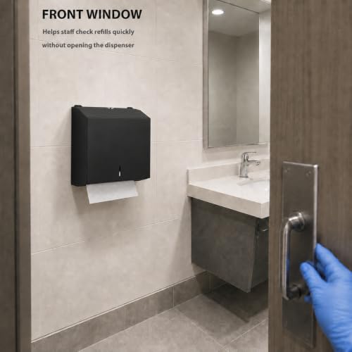 Stainless Steel Paper Towel Dispenser Wall Mount for Commercial Bathrooms - color: 3815-black