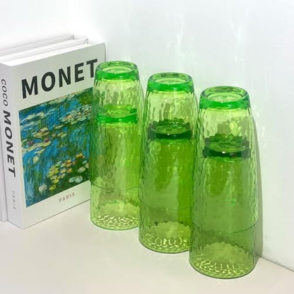 26-Ounce Plastic Tumblers (Set of 6), Reusable Plastic Mugs, BPA-Free Acrylic to Drink Mugs, Shatter Resistant, Textured Interior, Dishwasher Safe (Green, 26 Ounce) - color: Green, size: 26 Ounce
