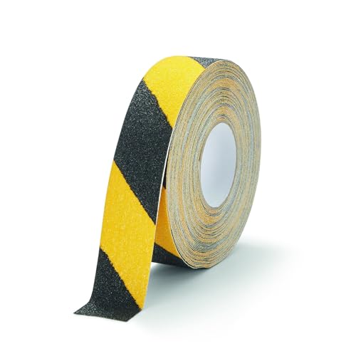 Durable DURALINE Grip+ Floor Tape, Non-Slip, Yellow/Black, 2" x 50ft - color: Yellow/Black, size: 50 mm x 15 m
