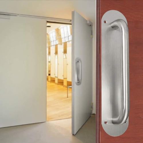 HERCHR Commercial Door Pull Handle with Backplate, Steel Door Handle Plate