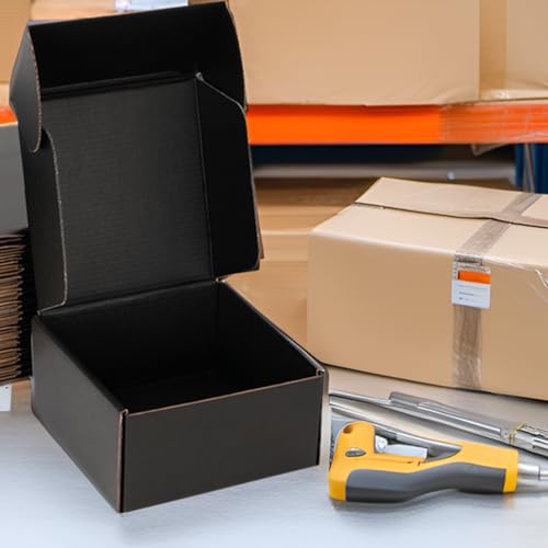 8x8x4 Black Shipping Boxes for Small Business, Packing, 25 Pack - color: Black, size: 8x8x4 inch