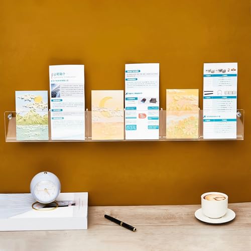 6 Pack Acrylic Wall Mount Brochure Holder, Clear Magazine Rack for Office