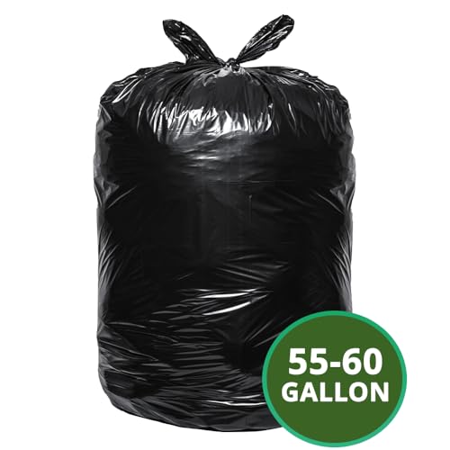 Typlastics 55-60 Gallon Black Trash Bags 36" x 60" 1.2 Mil Pack of 100
