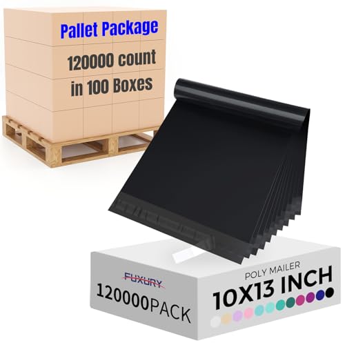 Fuxury 120000pcs 10x13" Poly Mailers Pallet,Black Shipping Bags for Clothes - color: Black, size: 10X13" 120000pcs