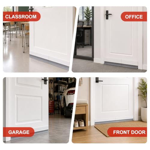 9 Pack Hard Door Draft Stopper for Bottom of Door, 126 Inch Total Adjustable Door Sweep, Self-Adhesive Weather Stripping Door Seal Gap Filler for 3 Doors, White