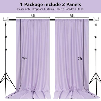 MEETSKY Purple Backdrop Curtains,Wedding Backdrop Drapes,5ft x 7ft,2 Panels - color: Light Purple, size: 60"W x 84"L (Pack of 2)