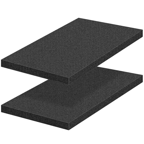 2 PCS Polyurethane Foam Sheets 16" L x 12" W x 1" T Packing Foam Inserts Cuttable Craft Foams Cushion Foams High Density Foam Pads for Case, Tool Box, Game Box, Camera, Jewelry, DIY Craft, Black - size: 16in X 12in X 1in