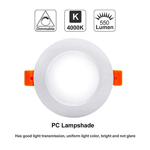 3.5 Inch LED Recessed Lighting, Dimmable LED Downlight 7W (55W Halogen Equivalent), CRI80+ 4000K Natural White LED Recessed Lights Ceiling Light with LED Driver, 10 Pack - color: 4000k (Natural White), size: White-3.5Inch-10Pack