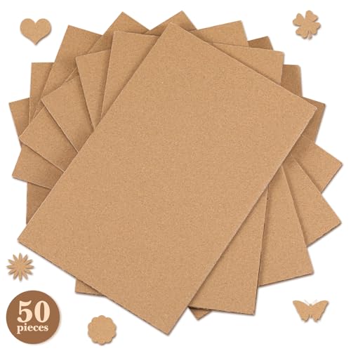 Zonon 50 Pack Corrugated Cardboard Sheets, 3 mm Flat, 8 x 5 Inch, Brown - color: Brown, size: 8 x 5 Inch