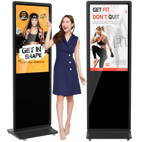 37 inch Indoor Digital Signage Touchscreen IPS Floor Standing Digital Kiosks Interactive Displays with WiFi HDMI/USB Input Auto AD Player, Android OS Black - color: Black, size: 37 inch, style: Touch-Screen