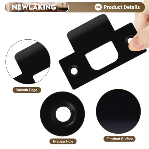 T-Shape Door Strike Plate, Matte Black, 2-1/8'' Hole Spacing - color: Matte Black