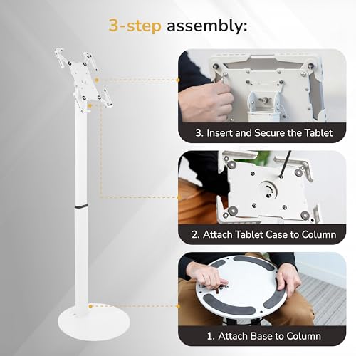 Mount-It! Anti-Theft Universal Tablet Floor Kiosk, Height Adjustable, White - color: White