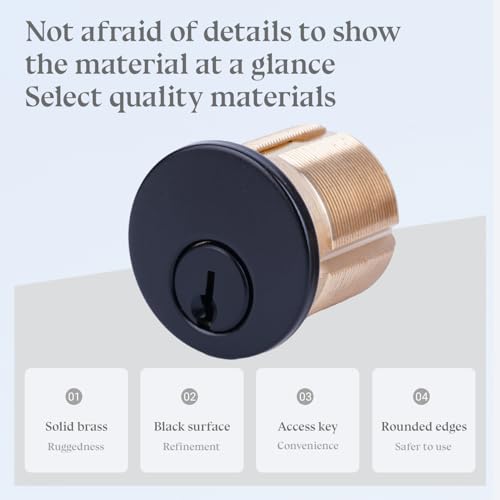 2 Pack Brass Keyd Alike Mortise Door Cylinder Lock, 1 1/4" Inch Length Keyed Standard SC1 Keyway, Door Replacement Lock Cylinder with 2 Keys Suitable for Home and Commercial Use (Black). - size: 1 1/4" Inch