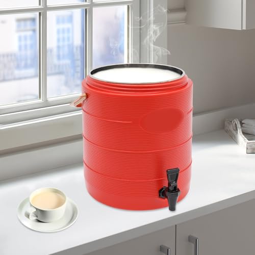 Stainless Steel Beverage Dispenser Insulated Container with Faucet Cooler with Drink Dispensers Cold and Hot Drink Dispenser for Milk Tea, Juice, Coffee 6.6 Gal Capacity (Red) - color: Red, size: 25L