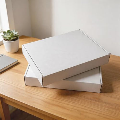 Fishat 12" x 9" x 2" White Corrugated Cardboard Shipping Boxes Set of 25, - size: 12" x 9" x 2"